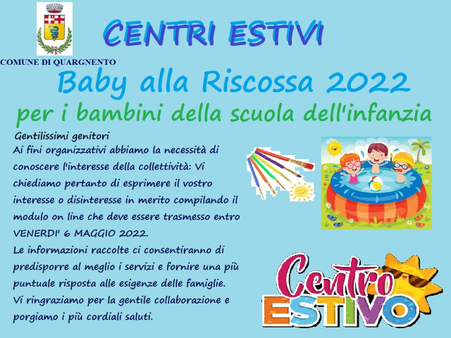 CENTRI ESTIVI - BABY ALLA RISCOSSA 2022