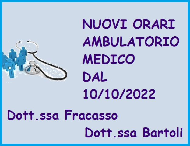 nuovi orari ambulatorio medico 10-10-2022